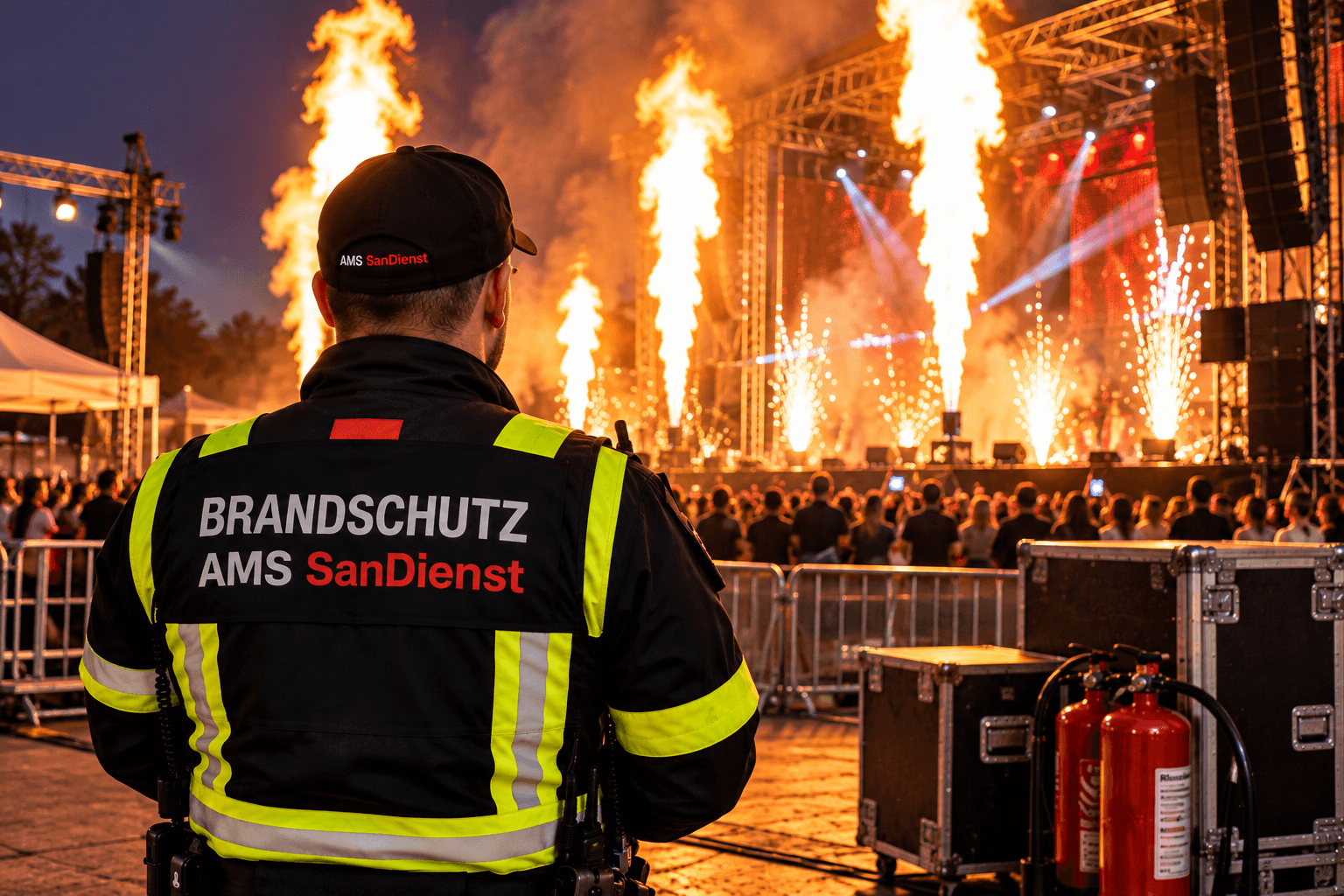 Praktische Brandschutzübung mit Feuerlöscher bei AMS